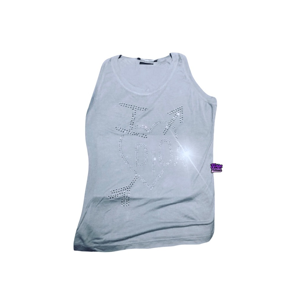 Christian Dior 2000s I heart Dior Cupid Arrow Diamanté Crystal Heart Tank Top - Picture 14 of 16
